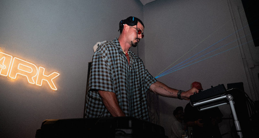 Rob on the decks beneath the Ark sign at Founding Night