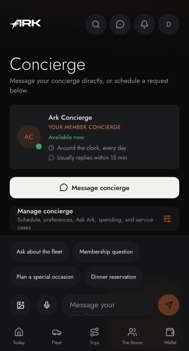 Concierge chat in the member app