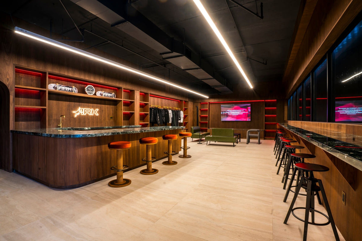 First-floor bar and seating area inside Ark Clubhouse
